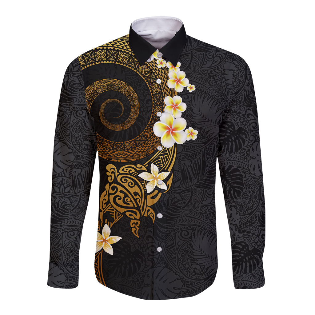 Polynesian Spiral Tribal Tattoo Long Sleeve Button Shirt Golden Color LT03 Unisex Yellow - Polynesian Pride
