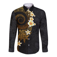Polynesian Spiral Tribal Tattoo Long Sleeve Button Shirt Golden Color LT03 Unisex Yellow - Polynesian Pride