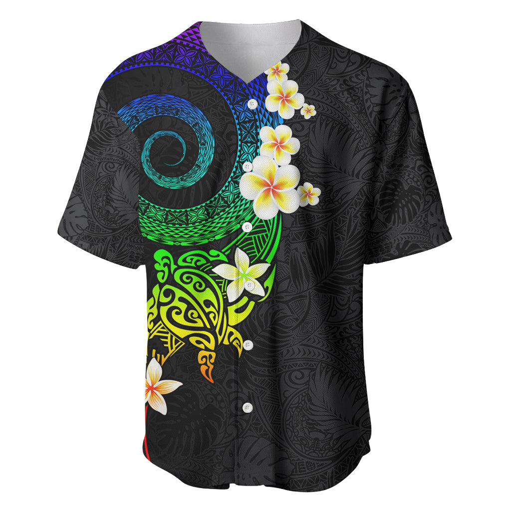 Polynesian Spiral Tribal Tattoo Baseball Jersey Fanciful Color LT03 Black - Polynesian Pride