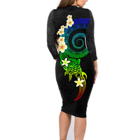 Polynesian Spiral Tribal Tattoo Family Matching Long Sleeve Bodycon Dress and Hawaiian Shirt Fanciful Color LT03 - Polynesian Pride