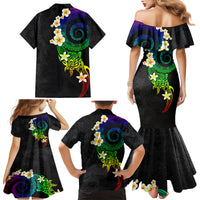 Polynesian Spiral Tribal Tattoo Family Matching Mermaid Dress and Hawaiian Shirt Fanciful Color LT03 - Polynesian Pride