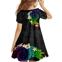 Polynesian Spiral Tribal Tattoo Family Matching Off Shoulder Maxi Dress and Hawaiian Shirt Fanciful Color LT03 - Polynesian Pride