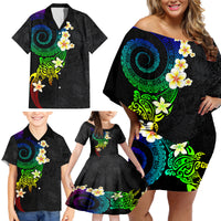 Polynesian Spiral Tribal Tattoo Family Matching Off Shoulder Short Dress and Hawaiian Shirt Fanciful Color LT03 - Polynesian Pride