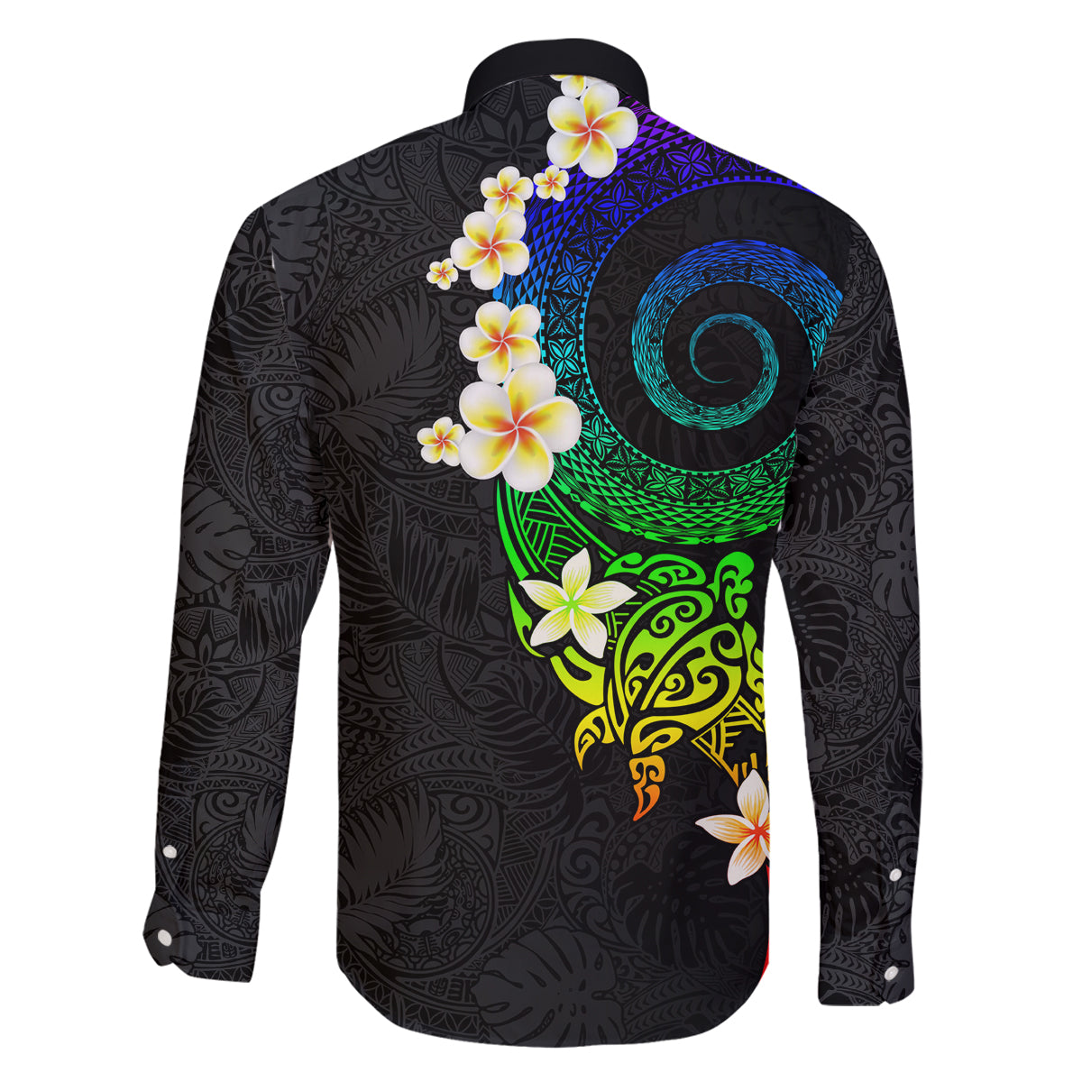 Polynesian Spiral Tribal Tattoo Family Matching Off Shoulder Short Dress and Hawaiian Shirt Fanciful Color LT03 - Polynesian Pride