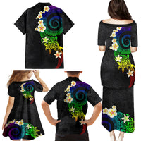 Polynesian Spiral Tribal Tattoo Family Matching Puletasi and Hawaiian Shirt Fanciful Color LT03 - Polynesian Pride