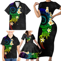 Polynesian Spiral Tribal Tattoo Family Matching Short Sleeve Bodycon Dress and Hawaiian Shirt Fanciful Color LT03 - Polynesian Pride