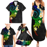 Polynesian Spiral Tribal Tattoo Family Matching Summer Maxi Dress and Hawaiian Shirt Fanciful Color LT03 - Polynesian Pride