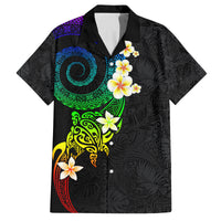 Polynesian Spiral Tribal Tattoo Family Matching Summer Maxi Dress and Hawaiian Shirt Fanciful Color LT03 Dad's Shirt - Short Sleeve Black - Polynesian Pride