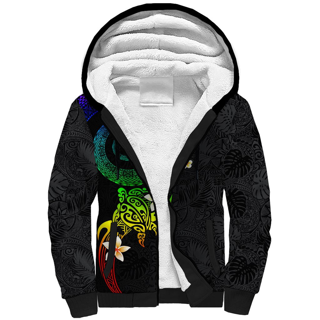 Polynesian Spiral Tribal Tattoo Sherpa Hoodie Fanciful Color