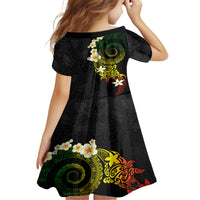 Polynesian Spiral Tribal Tattoo Family Matching Long Sleeve Bodycon Dress and Hawaiian Shirt Reggae Color LT03 - Polynesian Pride