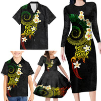 Polynesian Spiral Tribal Tattoo Family Matching Long Sleeve Bodycon Dress and Hawaiian Shirt Reggae Color LT03 - Polynesian Pride