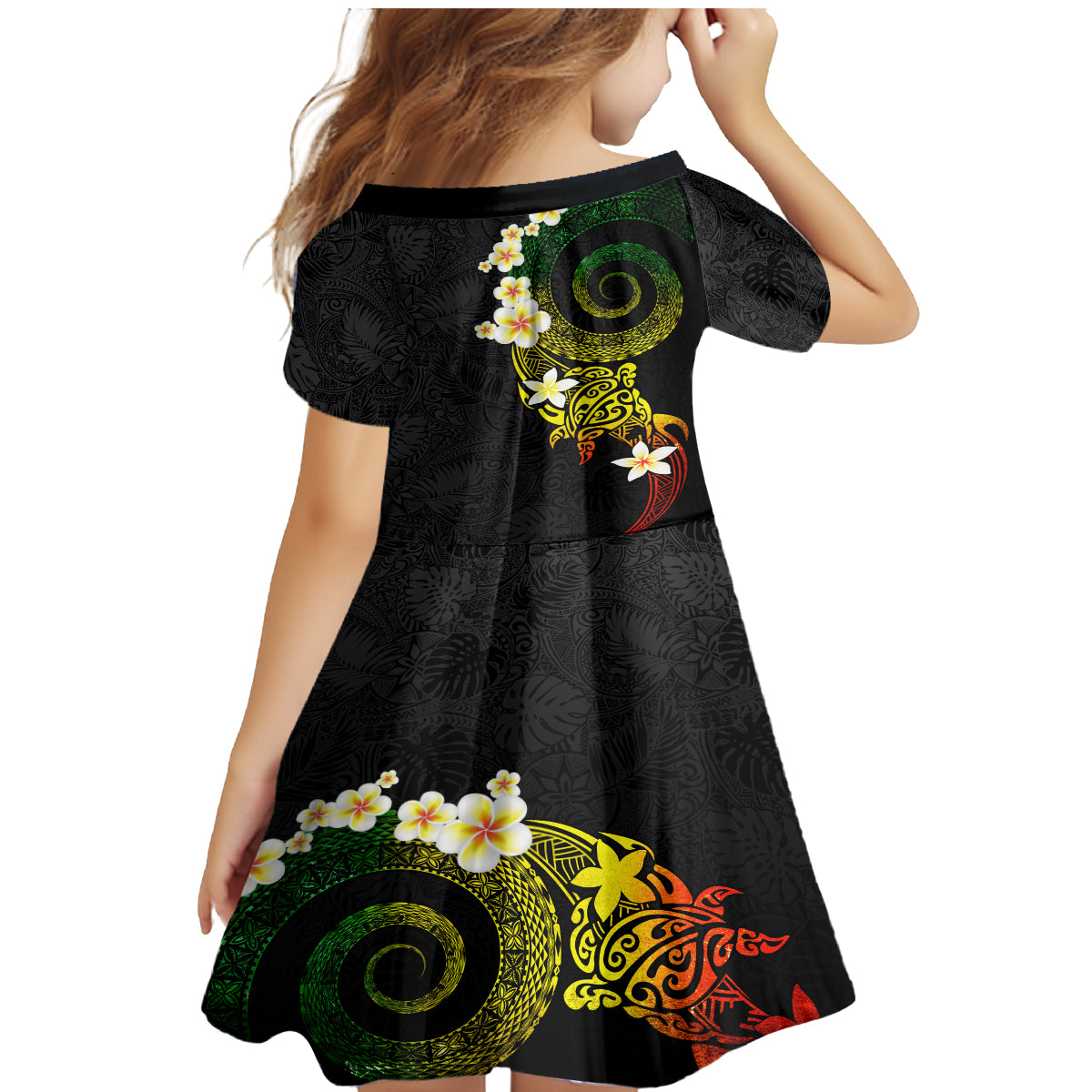 Polynesian Spiral Tribal Tattoo Family Matching Mermaid Dress and Hawaiian Shirt Reggae Color LT03 - Polynesian Pride