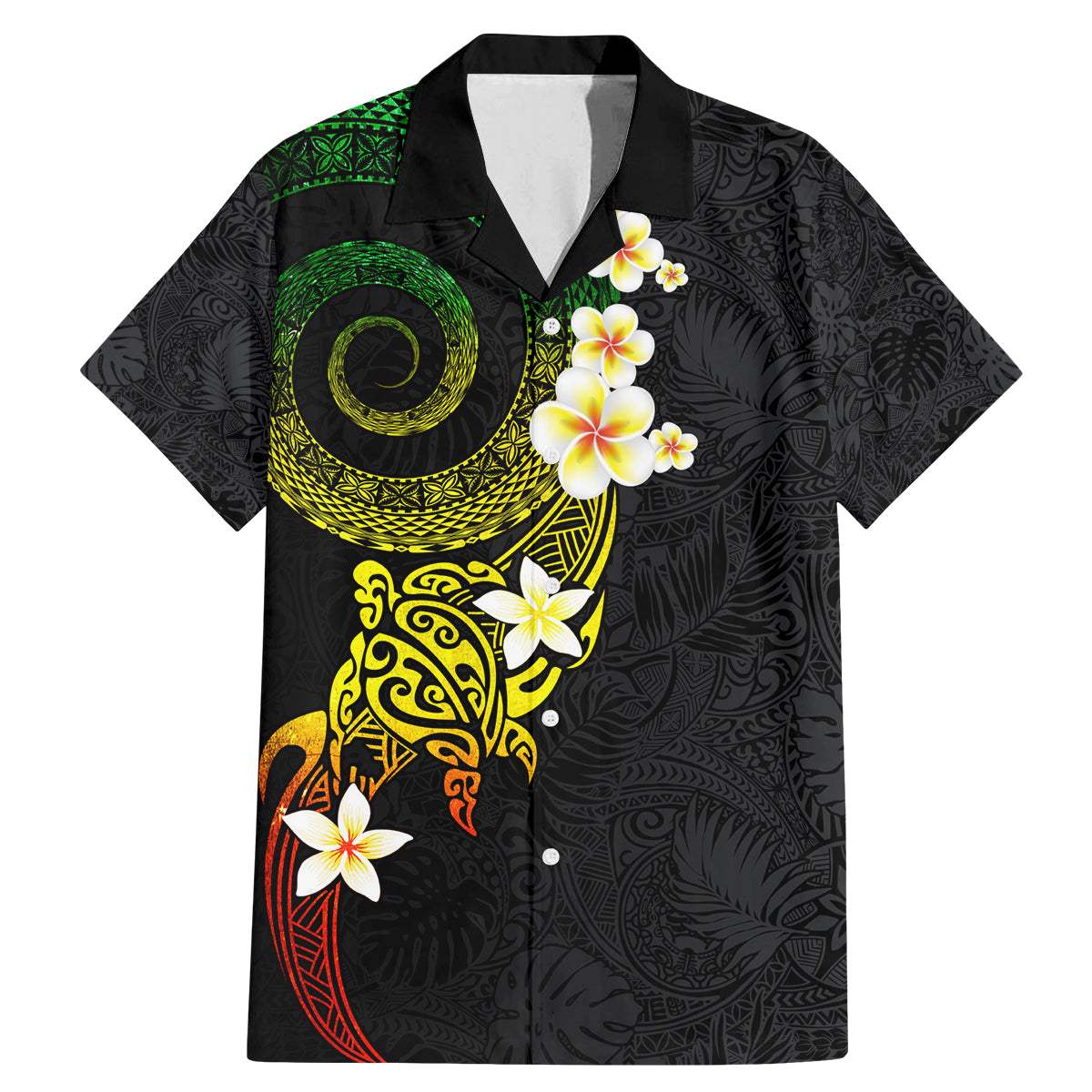 Polynesian Spiral Tribal Tattoo Family Matching Mermaid Dress and Hawaiian Shirt Reggae Color LT03 Dad's Shirt - Short Sleeve Reggae - Polynesian Pride