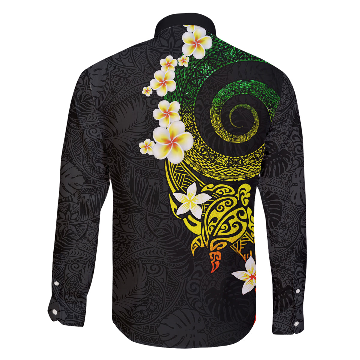 Polynesian Spiral Tribal Tattoo Family Matching Off The Shoulder Long Sleeve Dress and Hawaiian Shirt Reggae Color LT03 - Polynesian Pride