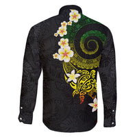Polynesian Spiral Tribal Tattoo Family Matching Off The Shoulder Long Sleeve Dress and Hawaiian Shirt Reggae Color LT03 - Polynesian Pride