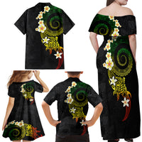 Polynesian Spiral Tribal Tattoo Family Matching Off Shoulder Maxi Dress and Hawaiian Shirt Reggae Color LT03 - Polynesian Pride