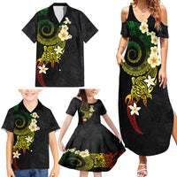 Polynesian Spiral Tribal Tattoo Family Matching Summer Maxi Dress and Hawaiian Shirt Reggae Color LT03 - Polynesian Pride