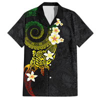 Polynesian Spiral Tribal Tattoo Family Matching Summer Maxi Dress and Hawaiian Shirt Reggae Color LT03 Dad's Shirt - Short Sleeve Reggae - Polynesian Pride