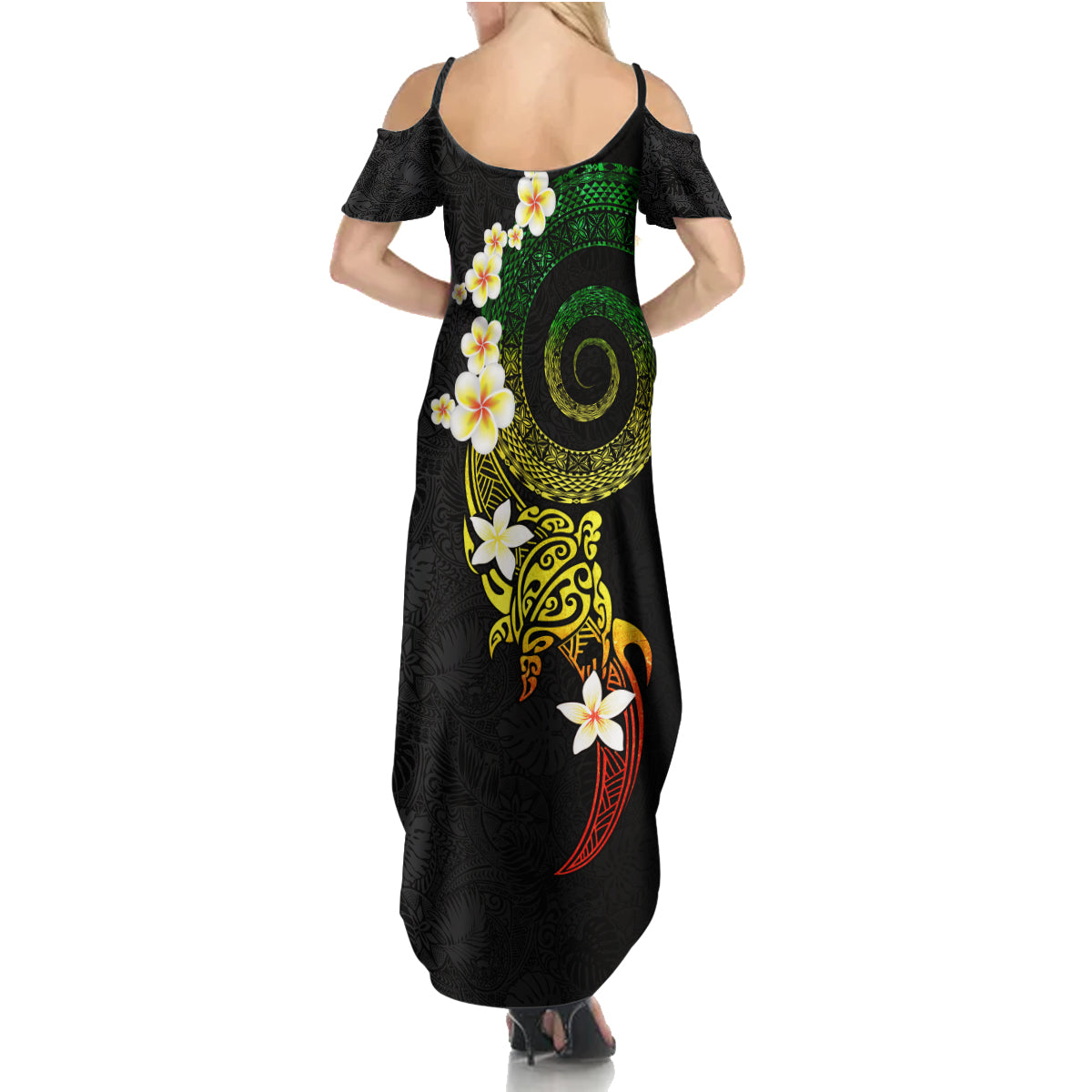 Polynesian Spiral Tribal Tattoo Family Matching Summer Maxi Dress and Hawaiian Shirt Reggae Color LT03 - Polynesian Pride