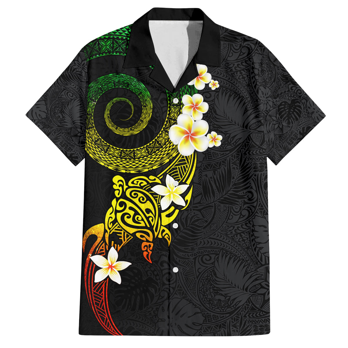 Polynesian Spiral Tribal Tattoo Family Matching Tank Maxi Dress and Hawaiian Shirt Reggae Color LT03 Dad's Shirt - Short Sleeve Reggae - Polynesian Pride