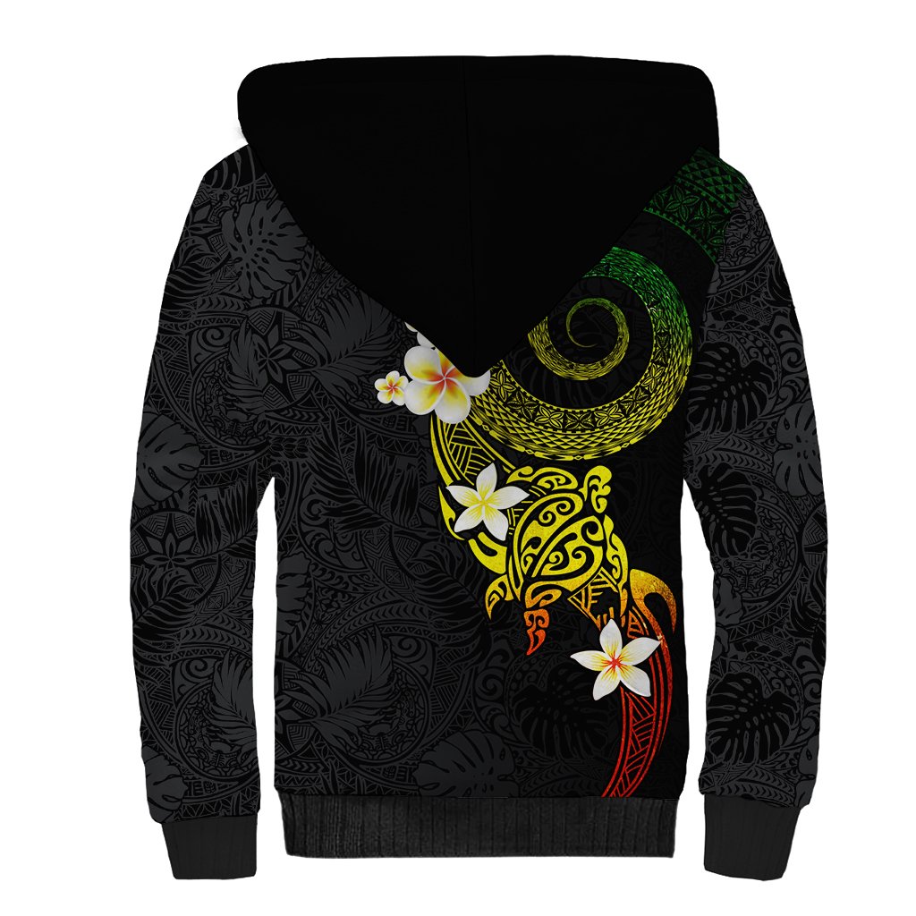 Polynesian Spiral Tribal Tattoo Sherpa Hoodie Reggae Color