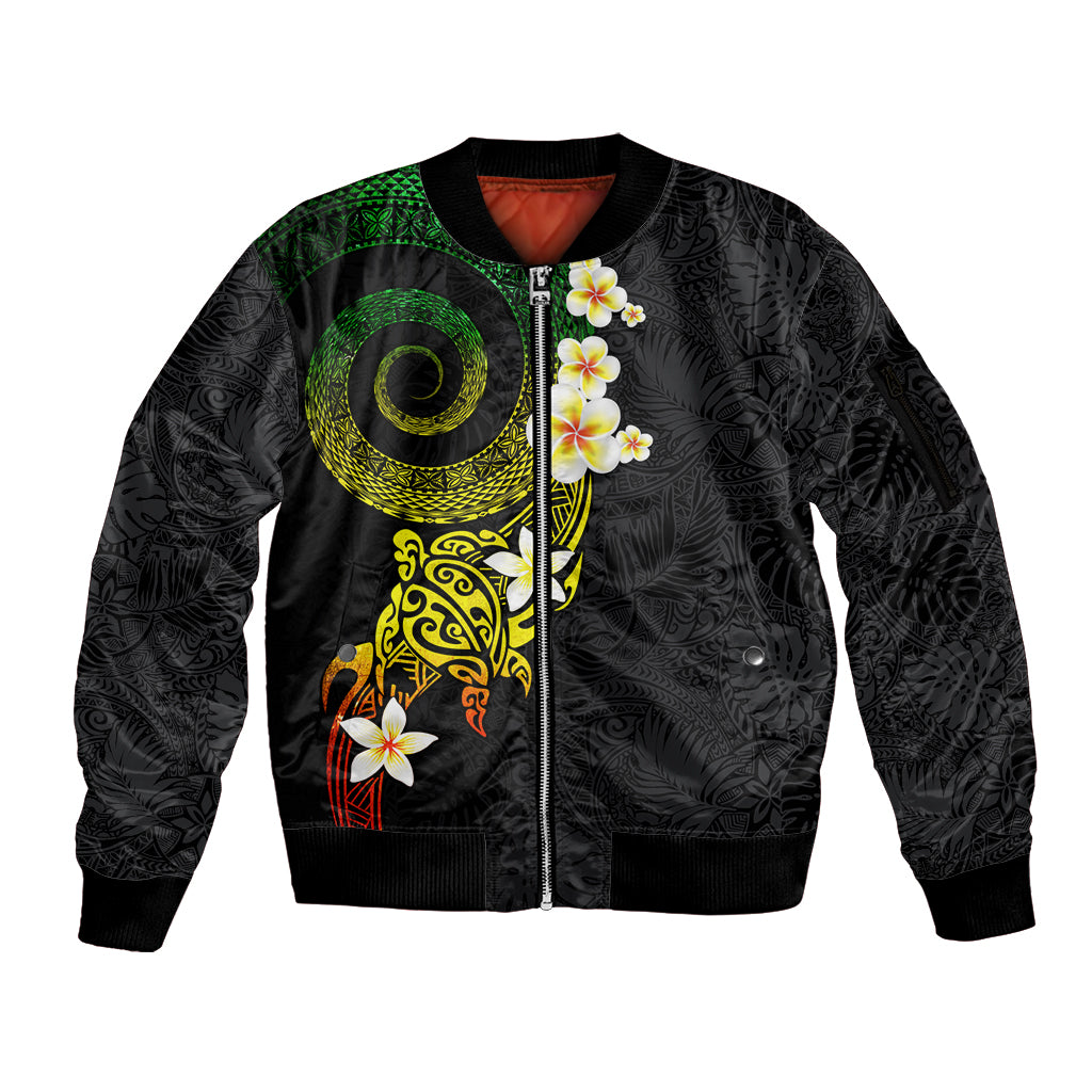 Polynesian Spiral Tribal Tattoo Sleeve Zip Bomber Jacket Reggae Color LT03 Unisex Reggae - Polynesian Pride