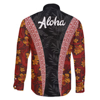 Hawaii Lei and Hibiscus Flowers Tribal Family Matching Off Shoulder Maxi Dress and Hawaiian Shirt Patchwork Abstract Vintage LT03 - Polynesian Pride