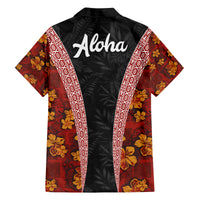 Hawaii Lei and Hibiscus Flowers Tribal Family Matching Off Shoulder Short Dress and Hawaiian Shirt Patchwork Abstract Vintage LT03 - Polynesian Pride