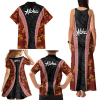 Hawaii Lei and Hibiscus Flowers Tribal Family Matching Tank Maxi Dress and Hawaiian Shirt Patchwork Abstract Vintage LT03 - Polynesian Pride