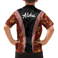 Hawaii Lei and Hibiscus Flowers Tribal Hawaiian Shirt Patchwork Abstract Vintage