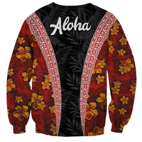 Hawaii Lei and Hibiscus Flowers Tribal Sweatshirt Patchwork Abstract Vintage