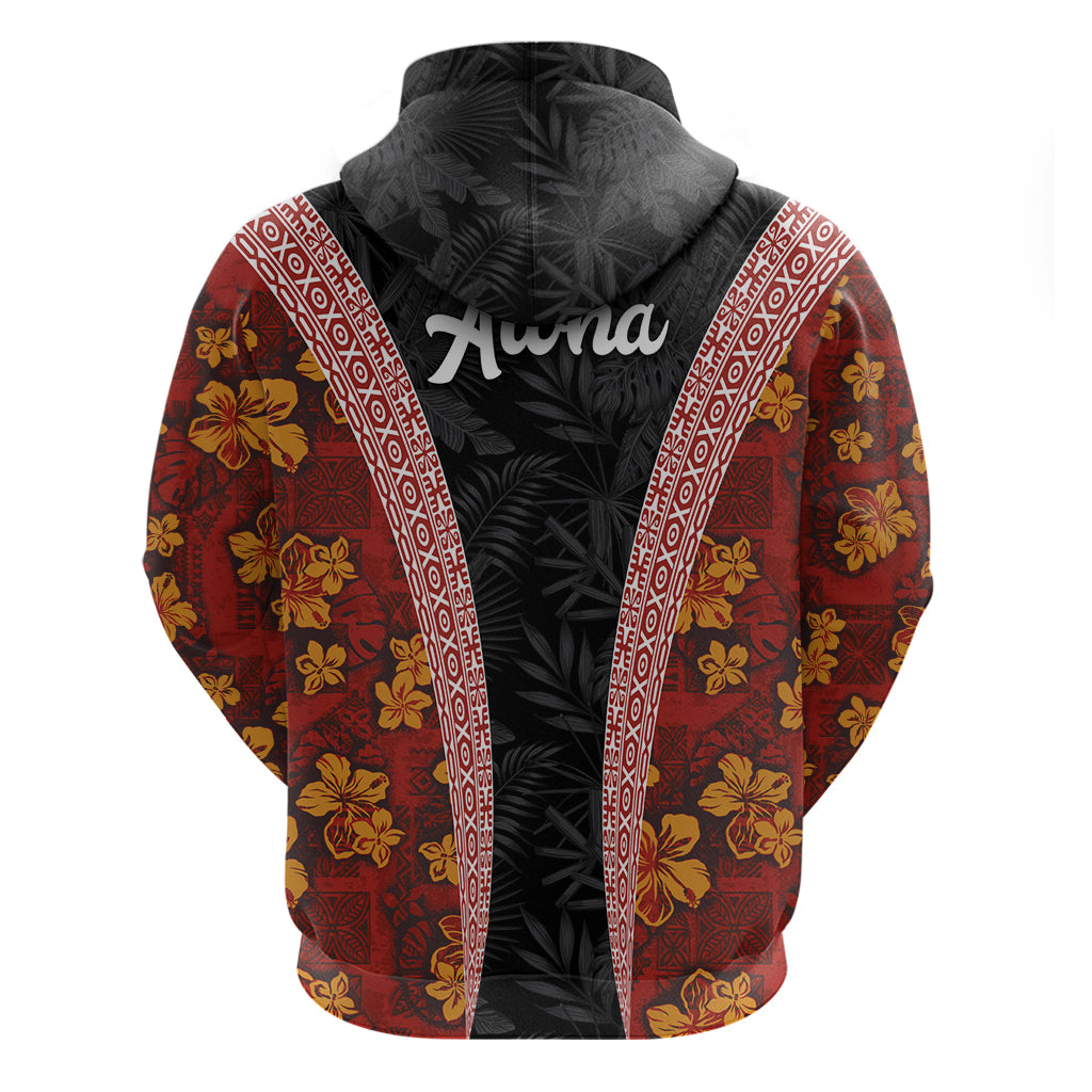 Hawaii Lei and Hibiscus Flowers Tribal Zip Hoodie Patchwork Abstract Vintage LT03 - Polynesian Pride