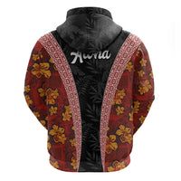 Hawaii Lei and Hibiscus Flowers Tribal Zip Hoodie Patchwork Abstract Vintage LT03 - Polynesian Pride