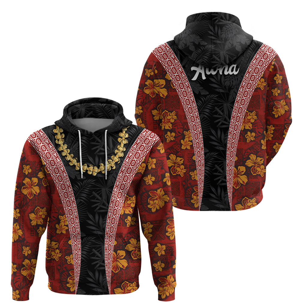 Hawaii Lei and Hibiscus Flowers Tribal Zip Hoodie Patchwork Abstract Vintage LT03 - Polynesian Pride