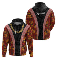 Hawaii Lei and Hibiscus Flowers Tribal Zip Hoodie Patchwork Abstract Vintage LT03 - Polynesian Pride