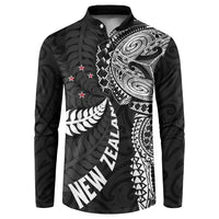Aotearoa Volleyball Custom Button Sweatshirt Silver Ferns and Maori Tribal Black