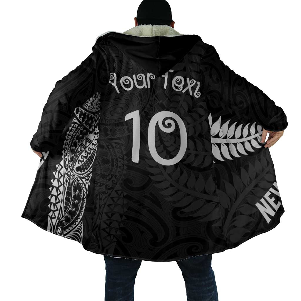 Aotearoa Volleyball Custom Cloak Silver Ferns and Maori Tribal Black