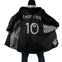 Aotearoa Volleyball Custom Cloak Silver Ferns and Maori Tribal Black