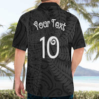Aotearoa Volleyball Custom Hawaiian Shirt Silver Ferns and Maori Tribal Black