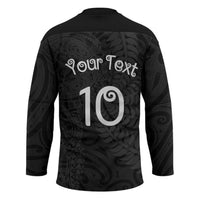 Aotearoa Volleyball Custom Hockey Jersey Silver Ferns and Maori Tribal Black