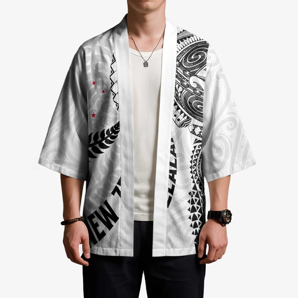Aotearoa Volleyball Custom Kimono Silver Ferns and Maori Tribal White
