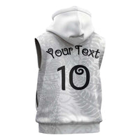 Aotearoa Volleyball Custom Sleeveless Hoodie Silver Ferns and Maori Tribal White