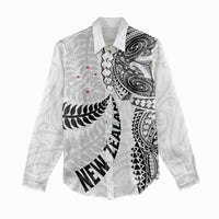 Aotearoa Volleyball Custom Women Casual Shirt Silver Ferns and Maori Tribal White