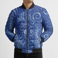New Zealand Sea Animals Bomber Puffer Jacket with Maori Koru Tribal Tattoo and Silver Ferns Aquatic Style LT03 - Polynesian Pride