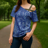 New Zealand Sea Animals Cross Shoulder Shirt with Maori Koru Tribal Tattoo and Silver Ferns Aquatic Style LT03 - Polynesian Pride