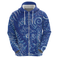 New Zealand Sea Animals Hoodie with Maori Koru Tribal Tattoo and Silver Ferns Aquatic Style LT03 - Polynesian Pride