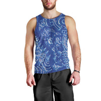 New Zealand Sea Animals Men Tank Top with Maori Koru Tribal Tattoo and Silver Ferns Aquatic Style LT03 - Polynesian Pride