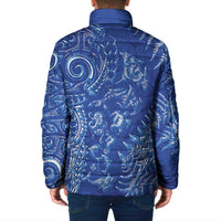 New Zealand Sea Animals Padded Jacket with Maori Koru Tribal Tattoo and Silver Ferns Aquatic Style LT03 - Polynesian Pride