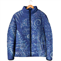 New Zealand Sea Animals Padded Jacket with Maori Koru Tribal Tattoo and Silver Ferns Aquatic Style LT03 - Polynesian Pride