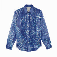New Zealand Sea Animals Women Casual Shirt with Maori Koru Tribal Tattoo and Silver Ferns Aquatic Style LT03 - Polynesian Pride